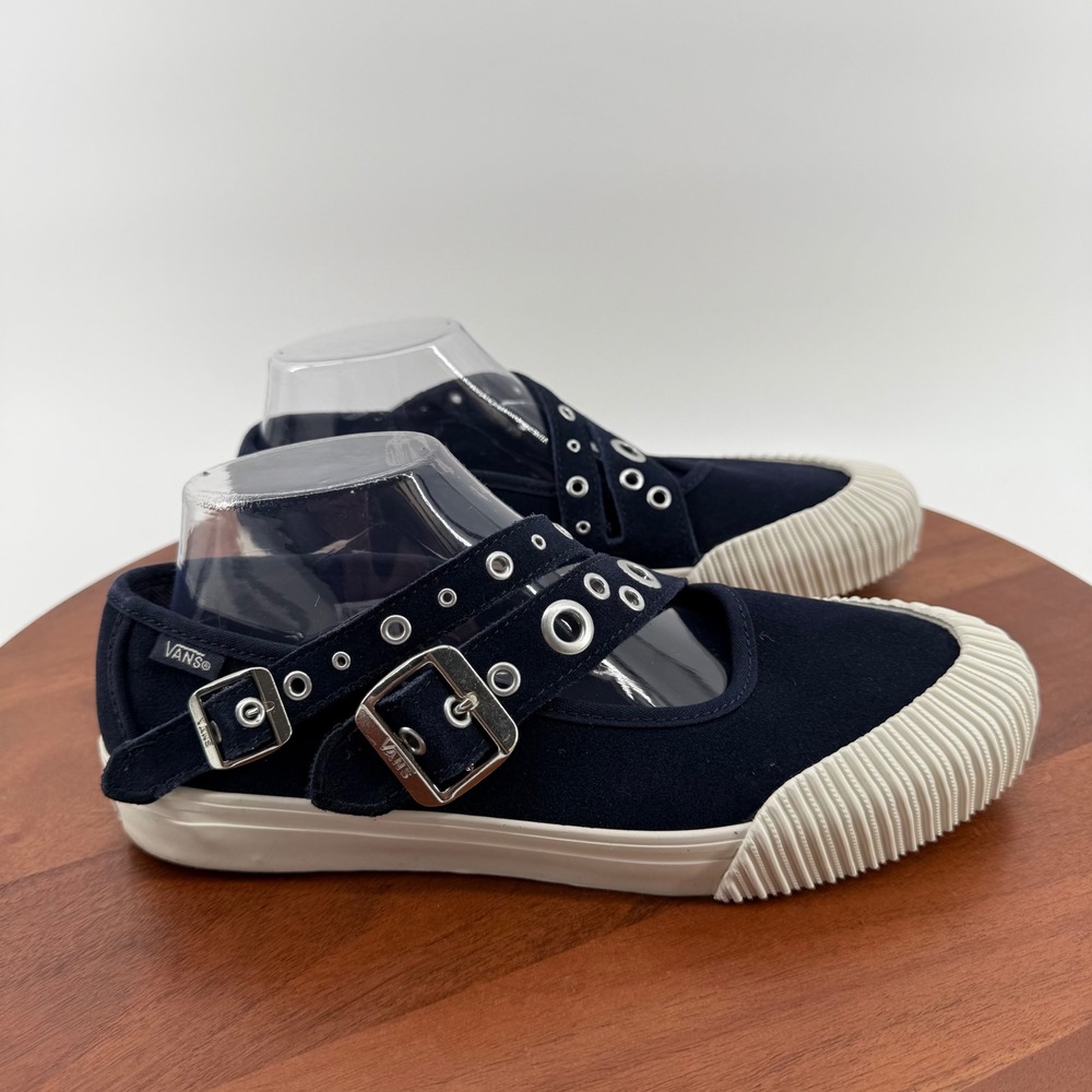 Vans Mary Jane  Navy Blue Double Buckle Grommet Suede Sneakers Y2K Women 9